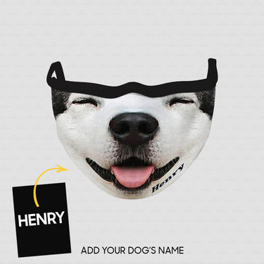 Personalized Dog Gift Idea - Alaskan Malamute Smiling Face Tongue Out And Closed Eyes For Dog Lovers - Cloth Mask